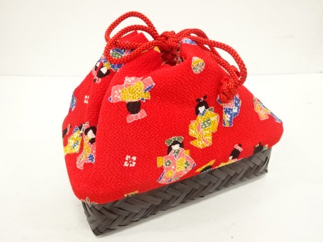 JAPANESE KIMONO / BAMBOO BASKET PURSE MADE OF CREPE